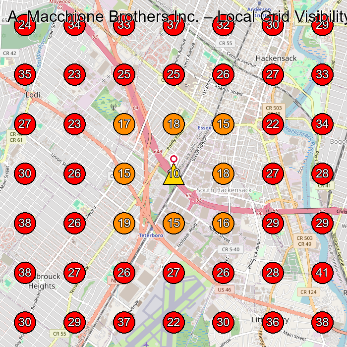 A. Macchione Brothers Inc. GeoGrid visibility map for Paving Contractor in Passaic